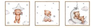 Детски картини в комплект от 3 броя 20x20 cm Teddy Bear