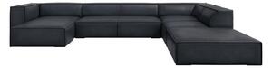 Тъмносин кожен ъглов диван (десен ъгъл) Madame – Windsor & Co Sofas