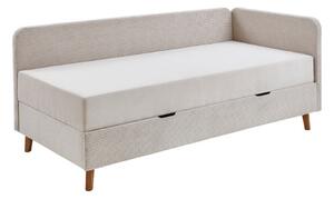 Бежово тапицирано единично легло с място за съхранение 90x200 cm Cabana - Meise Möbel