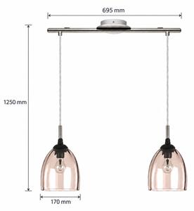 BRILAGI-LED полилей на кабел RETRO GLASS 2xE27/60W/230V матов хром/димчато бежово