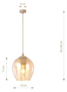 Полилей на кабел ISTAR 1xE27/15W/230V Ø 14 см бежов/опушен бежов