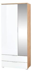 Бял гардероб от дъб с огледало 84x196 cm Telde - Germania