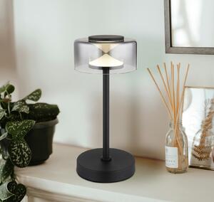 Globo Belinda LED настолна лампа, димно сива, височина 33 cm, метал, Сив, Дневна/трапезария, Стъкло