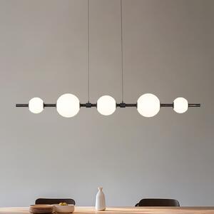 Lucande LED висяща лампа Tanira, черно/бяло, 140 см, step-dim, Затъмняване, Черен, Дневна/трапезария, Метал, Модерен