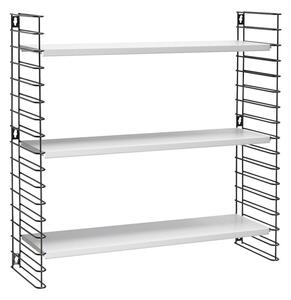Черна триетажна етажерка с бели рафтове, широчина 70 cm Libro - Metaltex