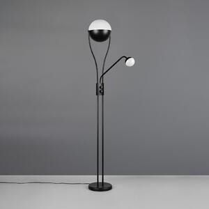 Trio Lighting LED стояща лампа Chris, черна, метал, за четене, димер, Затъмняване, Черен, Дневна/трапезария, Метал, Модерен