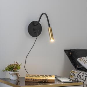 Brilagi -LED Гъвкав аплик с USB порт MAYA LED/3W/230V черен/златист