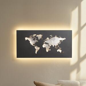Lucande LED стенна лампа World, антрацит/сребро, 60 cm x 30, Черен, Дневна/трапезария, Метал, Модерен
