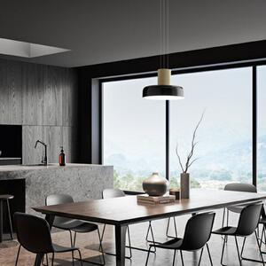 Fabas Luce LED висяща лампа Lunar, черно/златно, стъкло, CCT, с димер, Затъмняване, Черен, Дневна/трапезария, Стъкло, Модерен