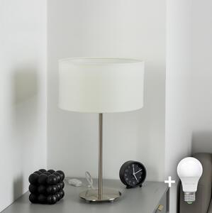 Eglo - LED Настолна лампа TUNJA 1xE27/60W/230V 38,5 cm матов хром/бял