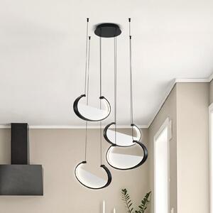 Viokef LED висяща лампа Adele, Ø 75 cm, черна, метал, 4-светова., Черен, Дневна/трапезария, Алуминий, Модерен