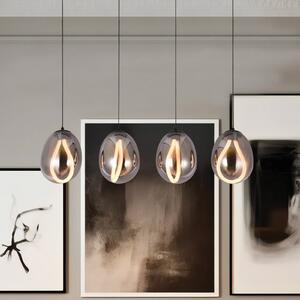 Viokef LED висяща лампа Melanie, дължина 85 cm, пушено сиво, стъкло 4-flg., Сив, Дневна/трапезария, Стъкло
