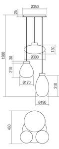 Redo 01-3197 - Пендел LUKE 3xE27/42W/230V Ø 46 см черен
