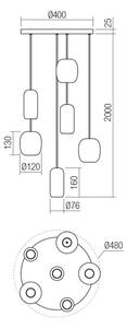 Redo 01-3482 - Пендел BOOM 6xGU10/10W/230V Ø 48 см черен/зелен/кафяв