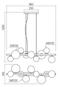 Redo 01-3989 - Пендел ASTRA 9xG9/8W/230V черен