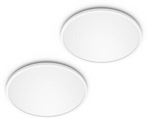 Philips LED SuperSlim комплект от 2 броя, бял IP44 Ø 30cm 2.700K, Затъмняване, Бял, кабинет / офис, Пластмаса, Модерен