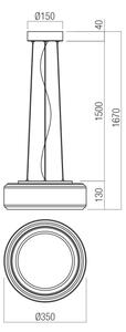 Redo 01-3591 - LED Пендел SOLERA LED/24W/230V Ø 35 см CRI 93 3000/4000K