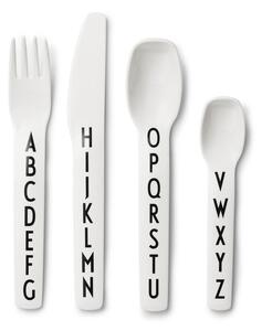 Комплект бели детски прибори от 4 части - Design Letters