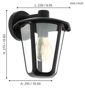 Eglo 98121 - Екстериорна Стенна лампа MONREALE 1xE27/60W/230V черна IP44