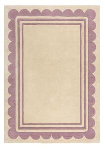 Ръчно изработен вълнен килим в лилав и естествен цвят 120x170 cm Lois Scallop – Flair Rugs