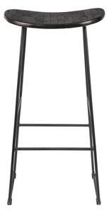 Черен бар стол от масивно тиково дърво (височина на седалката 76 cm) Tangle – White Label