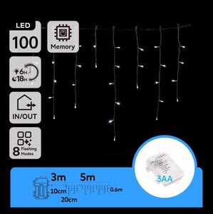 Aigostar - LED външна гирлянда 100xLED/8 функции/3xAA 8x0,6m IP44 студена