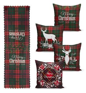 Комплект от 4 коледни калъфки за възглавници и покривка за маса Tartan Christmas - Minimalist Cushion Covers