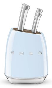 Комплект ножове със стойка SMEG KBSF02PB, 7 части, Слотове от акациево дърво, Немска неръждаема стомана, Пастелно син