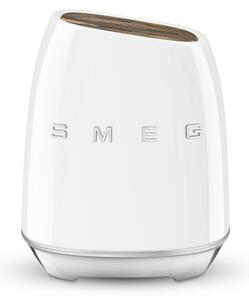 Комплект ножове със стойка SMEG KBSF02WH, 7 части, Слотове от акациево дърво, Немска неръждаема стомана, Бял
