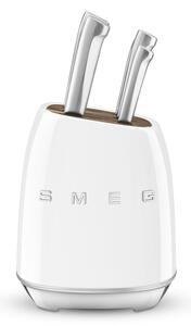 Комплект ножове със стойка SMEG KBSF02WH, 7 части, Слотове от акациево дърво, Немска неръждаема стомана, Бял