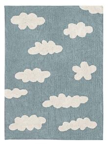 Син ръчно изработен памучен детски килим подходящ за пране 120x160 cm Clouds Vintage Blue – Lorena Canals
