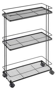 Матово черен стоманен подвижен стелаж 38x62x16 cm Lava – Metaltex