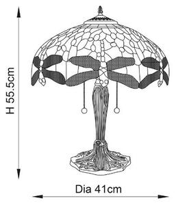 Endon 64085 - Настолна лампа Tiffany DRAGONFLY 2xE27/60W/230V, диаметър 41 cm