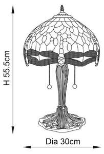 Endon 64092 - Настолна лампа Tiffany DRAGONFLY 2xE27/60W/230V Ø 30 см