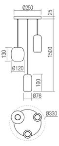 Redo 01-3480 - Пендел BOOM 3xGU10/10W/230V Ø 33 см черен/зелен/кафяв