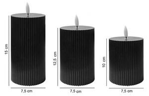Комплект 3x LED свещи BRILLO LED/2xAA, черни, с дистанционно управление