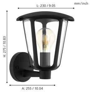 Eglo 98119 - Екстериорна Стенна лампа MONREALE 1xE27/60W/230V черна IP44