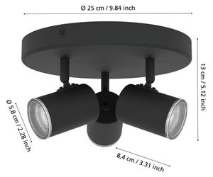 Eglo 901965 - Точково осветително тяло за баня CONSUMA, 3x GU10 / 5W / 230V, IP44, черно