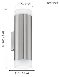 Eglo 92736 - Екстериорна Стенна лампа RIGA-LED GU10/2,5W/230V IP44