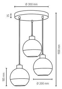 Spot-Light 1860374R - Пендел LINEA 3xE27/60W/230V