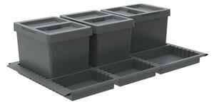 Сиво пластмасово кошче за боклук 3x12 l за рециклиране/вградено Metropolis Flip-up – Elletipi