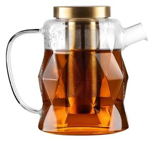 Стъклен чайник с цедка в златист цвят 1,3 l Geo – Vialli Design