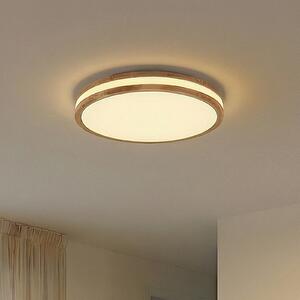 Lindby LED таванна лампа Emiva, 50 см, светло дърво, CCT, Затъмняване, Дърво, Дневна/трапезария, Дървесина, Модерен
