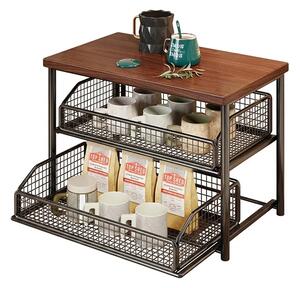 Shelfglide™ двуетажен изтеглящ се стелаж за кошници, Черно