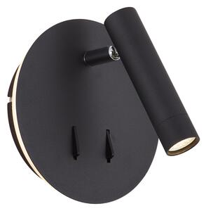 Модерна черна стенна лампа с LED и USB-C - Croft