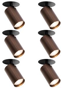 Комплект от 6 модерни вградени спота тъмен бронз GU10 50mm - Chels