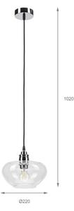 Полилей на кабел FLO 1xE27/15W/230V лъскав хром/прозрачен