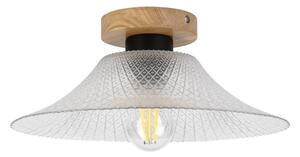 Таванно осветително тяло JULL WOOD 1xE27/15W/230V, дъб/прозрачно стъкло, диаметър 34 см