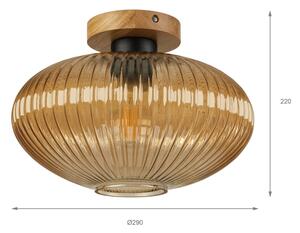 Таванно осветително тяло MILOU WOOD 1xE27/15W/230V дъб/димно бежово Ø 29 см