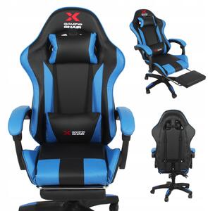Геймърски стол Xgaming с поставка за крака - черен и син